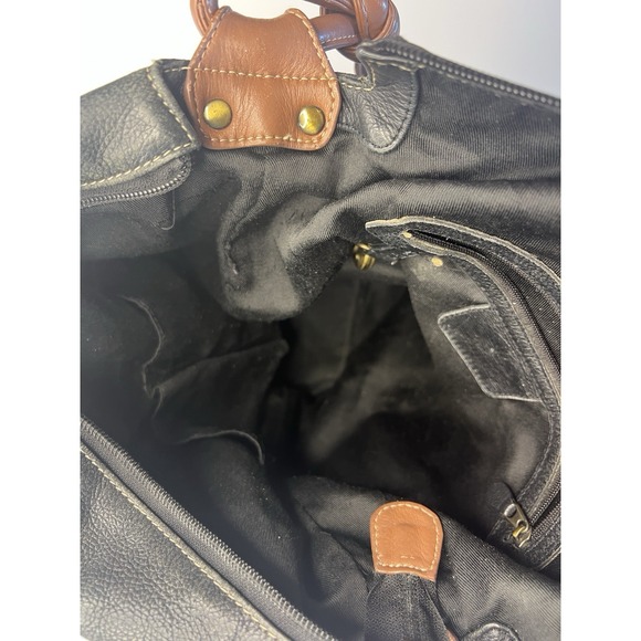 Vtg Y2K Grunge Faded Black Leather Shoulder Bag Women City Street - Picture 11 of 14